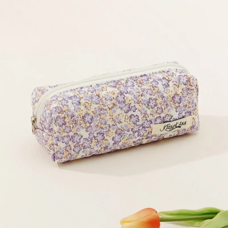 1 Piece Retro Floral Pencil Pouch for Student Aesthetic Vintage American Pencil Case Large Capacity Stationery Organizer Student