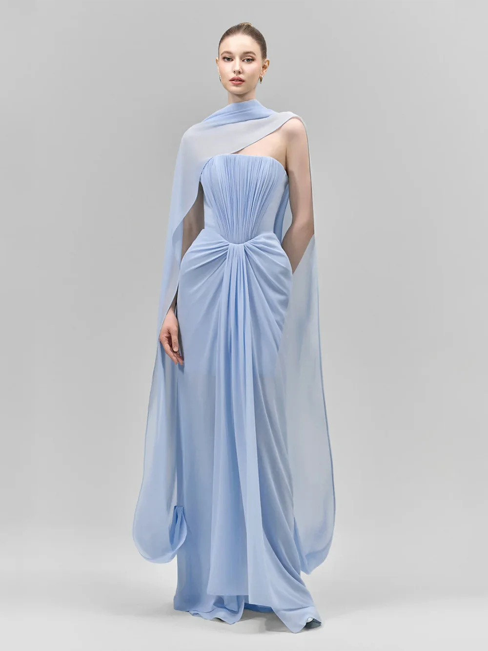 Modphy Elegant Slimming Spliced Draped Temperament Dresses for Women Strapless Sleeveless Patchwork Ribbon Dress Female Clothing