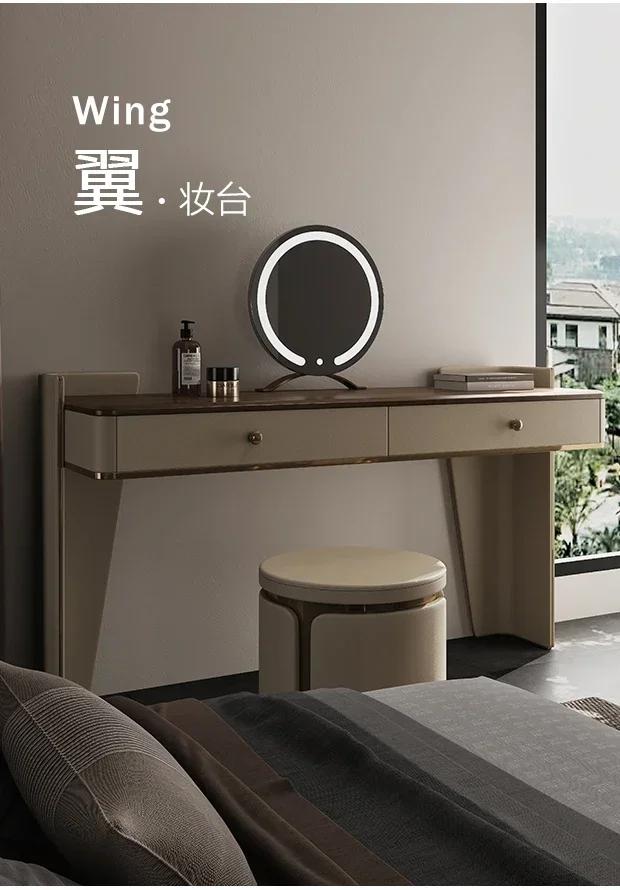 A  Italian light luxury solid wood dresser modern simplicity high sense original black walnut