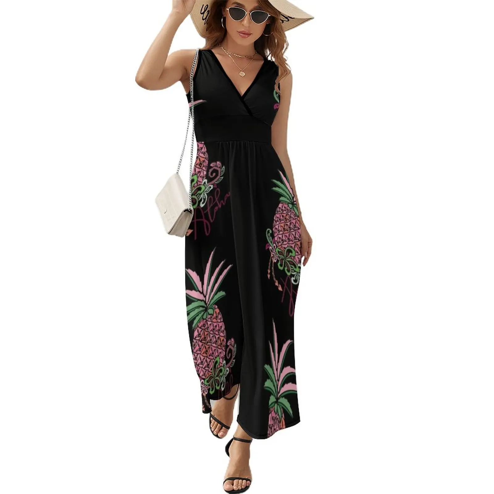 

Vintage Aloha Signature Pineapple Sleeveless Dress dress for women summer dresses for woman dress korean style