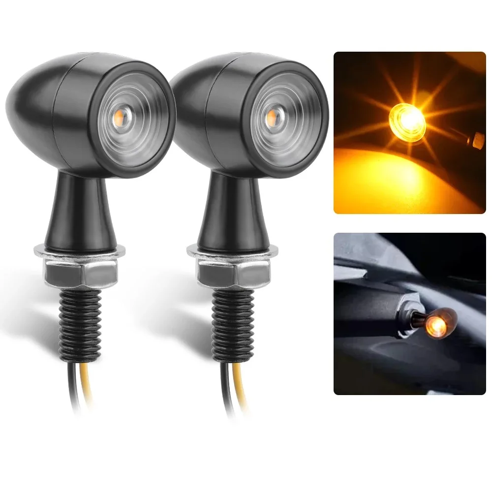 2/4Pcs 12V 8mm Motorcycle Mini LED Turn Signal Light Bullet Moto Flashing Light Clignotant Moto Led for Kawasaki Suzuki Yamaha