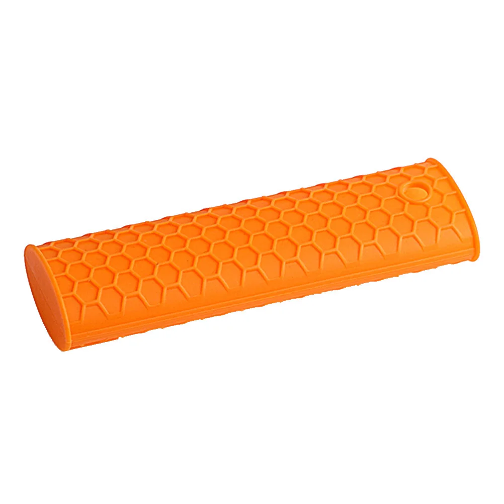 

4Pcs Silicone Handle Holder Heat Resistant Non-Slip Pot Sleeve Orange Insulation Protection Against High Temperatures