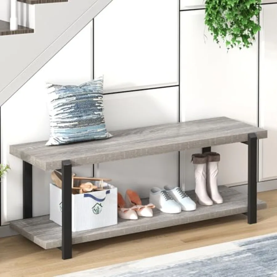 

Entryway Bench Vintage Wood and Metal Shoe Bench for Hallway Front Door Entrance Farmhouse Indoor Shoe Storage Bench Seat for B