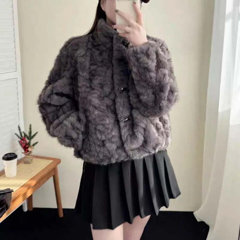 Women Faux Fur Jacket Fall Winter Fashion Stand Collar Thick Warm Coats Office Lady Long Sleeve Toggle Button Outwear Tops New