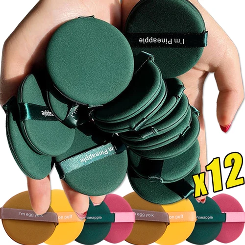 12 Uds. Esponja para polvos con cojín de aire, esponja transpirable para uso húmedo y seco para Maquillaje facial, herramientas de contorno de base cosmética suelta