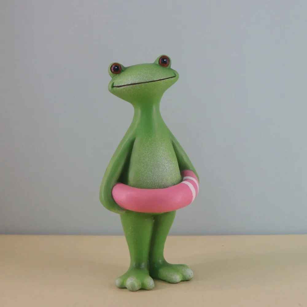 

Unique Gift Resin Vacation Frog Statue Funny Cute Style Surfing Frog Statue Handmade Small Frog Ornament Home Decor