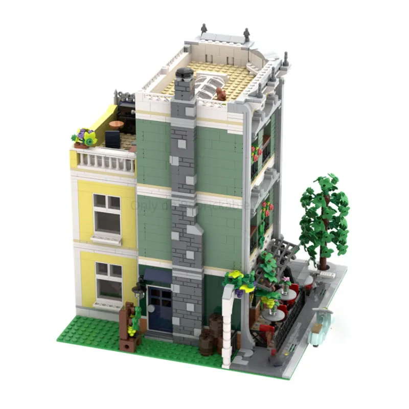 MOC-241971 ชุดตัวต่อบล็อกอาคารร้านอาหาร แบบประกอบชิ้นส่วนขนาดเล็ก รุ่น Street View Architecture Series ของเล่น 2570 ชิ้น