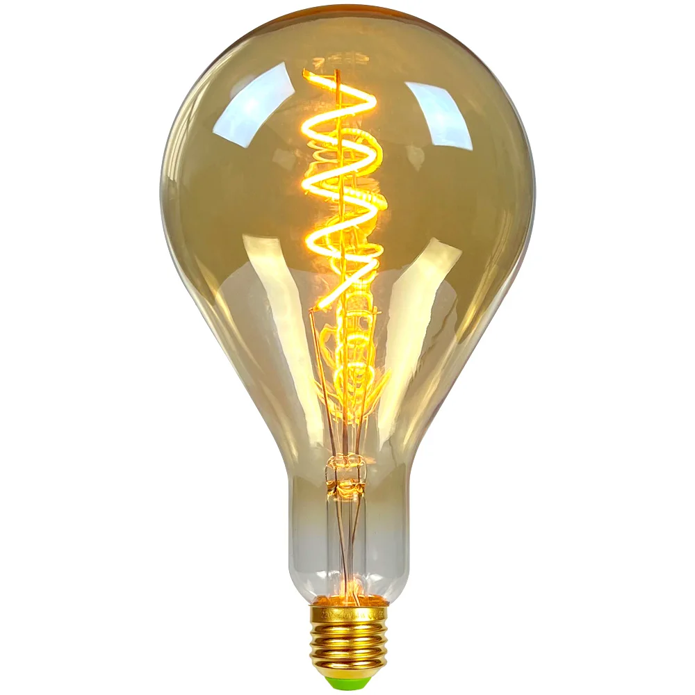 TIANFAN Vintage Led Bulb A130/PS42 Edison Bulb 4W Dimmable 220-240V E27 Spiral Filament Decorative Light Bulb Yellow Warm
