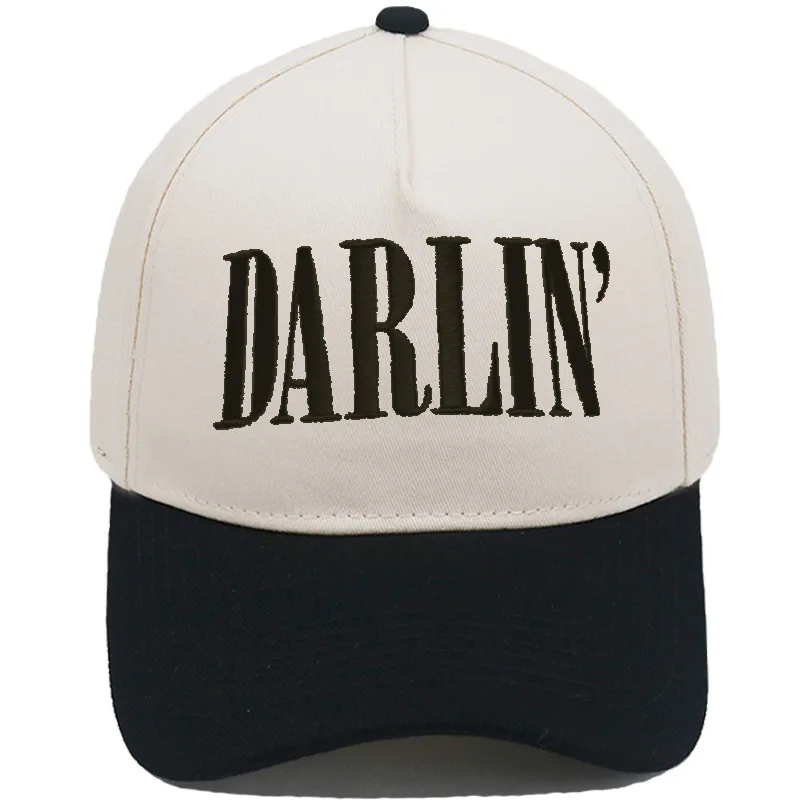Two Tone Cotton Spliced Baseball Cap HONEY Letter Embroidery Dad Hat Adjustable Unisex Casual Sun Hat For Daily Street Travel
