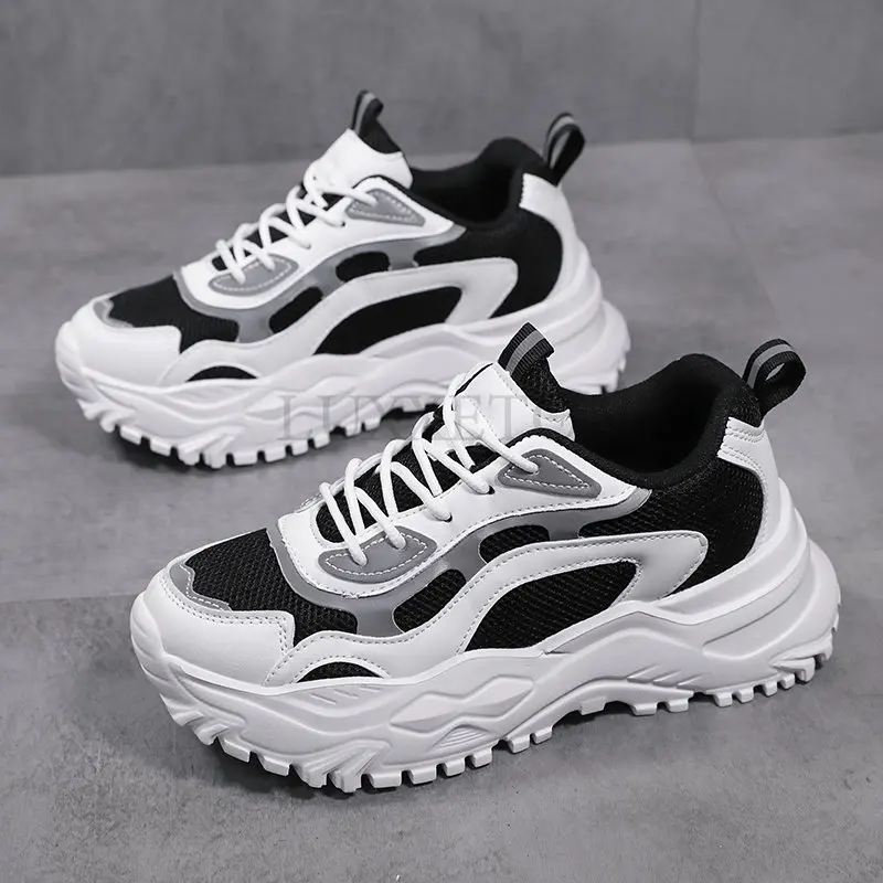 Platform Sneakers Women Light Breathable Shoes Plus Size 35-42 Casual Chunky Black Sneaker Woman White Vulcanized Shoes LUXXEON