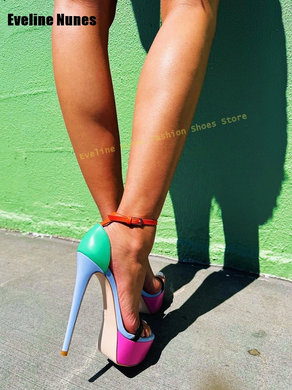 Colorful Platform Ankle Buckle Strap Sandals Open Toe High Heels Mixed Colors Side Air Women Party Dress Shoes 2025 Summer Trend
