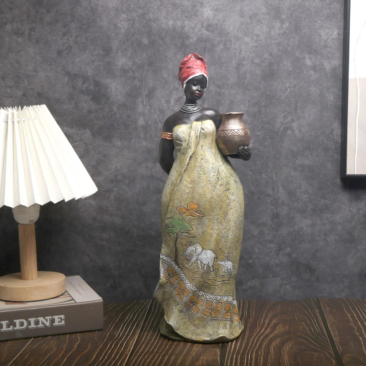 American Style Elegant Lady Statue Obese Black Women Creative Figurine Human Sculpture Art Home Decoration Desktop Ornament