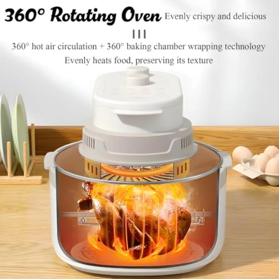 مقلاة هوائية قابلة للدوران 8 في 1 مجموعة فرن محمصة 7.5QT مقلاة هوائية زجاجية كبيرة سريعة تكنولوجيا الهواء الساخن طباخ ذكي بحجم عائلي M #6
