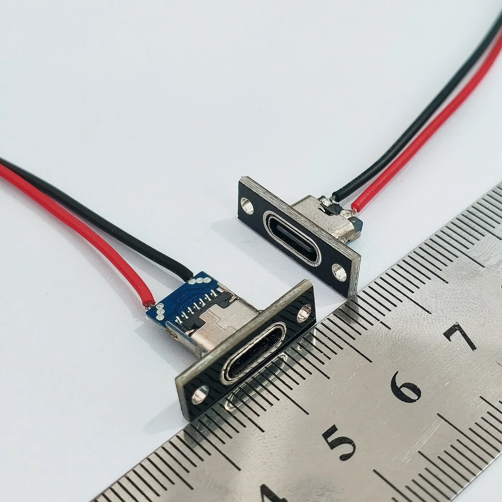 10 Stück USB Typ-C Buchse mit Befestigungsplatte und Kabel, USB-C Ladeanschluss für Kleine Elektrogeräte, DIY-Modifikation – Detail 5