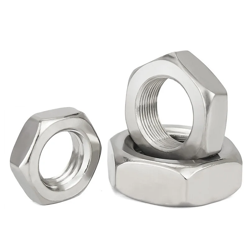 Fine Thread 304 A2 Stainless Steel Flat Hex Hexagon Thin Jam Nut Fine Tooth M18 M22 M24 M27 M30 Pitch 1.0/1.5/2.0mm