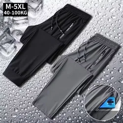 Summer Cool Pants Men Plus Szie M-5XL Sweatpants Fashion Casual Stretch Pants Male Black Grey Thin Loose Quick-dry Pants New