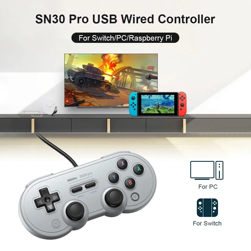 

8Bitdo SN30 Pro USB Wired Gamepad Controller for Switch PC Raspberry Pi Steam Game Console Vibration Burst Joystick