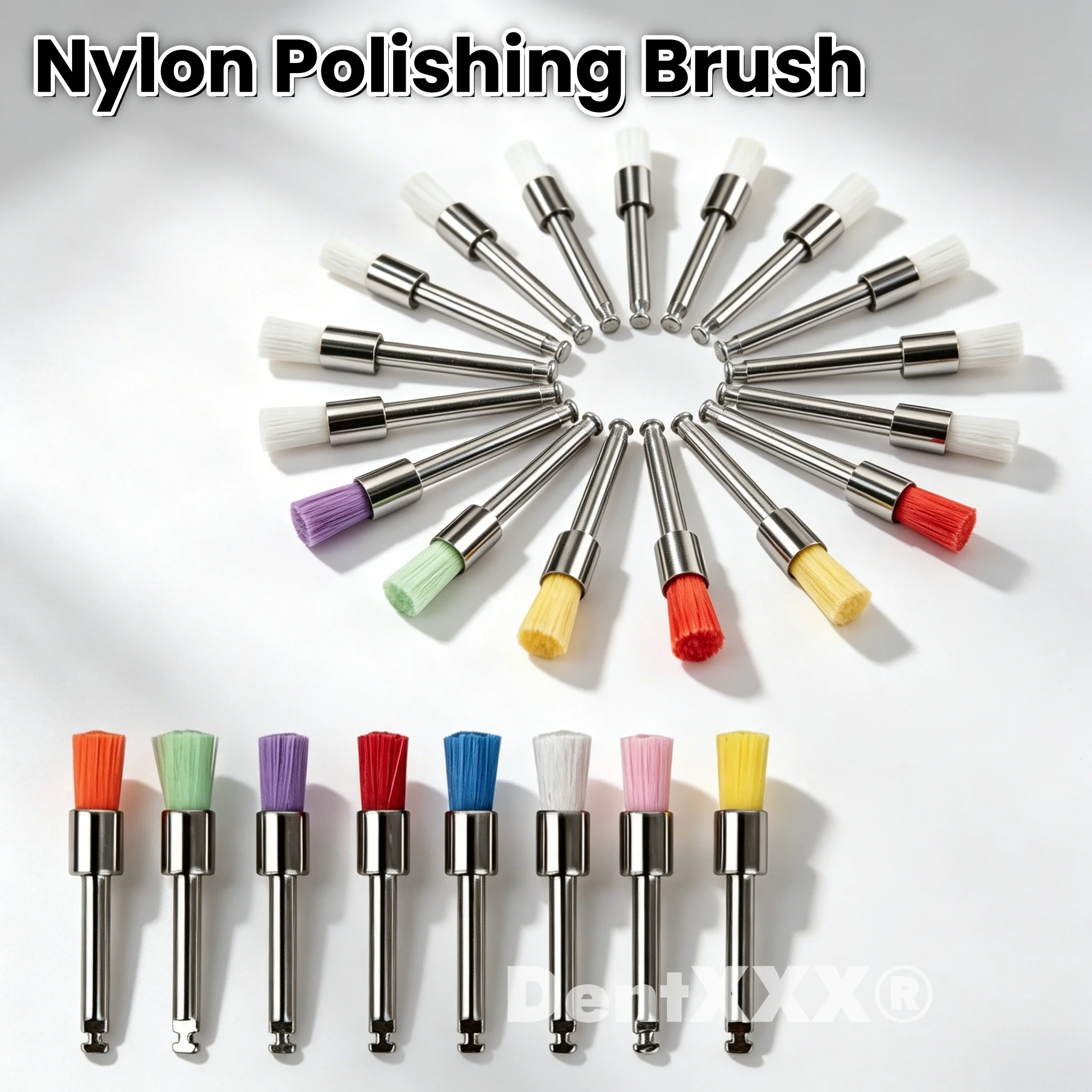 50/100/300PCS Soft and Dense Nylon Polishing Heads Brushes 2.35mm Colorful Cleaning & Polishing Tools RA Shank Diameter