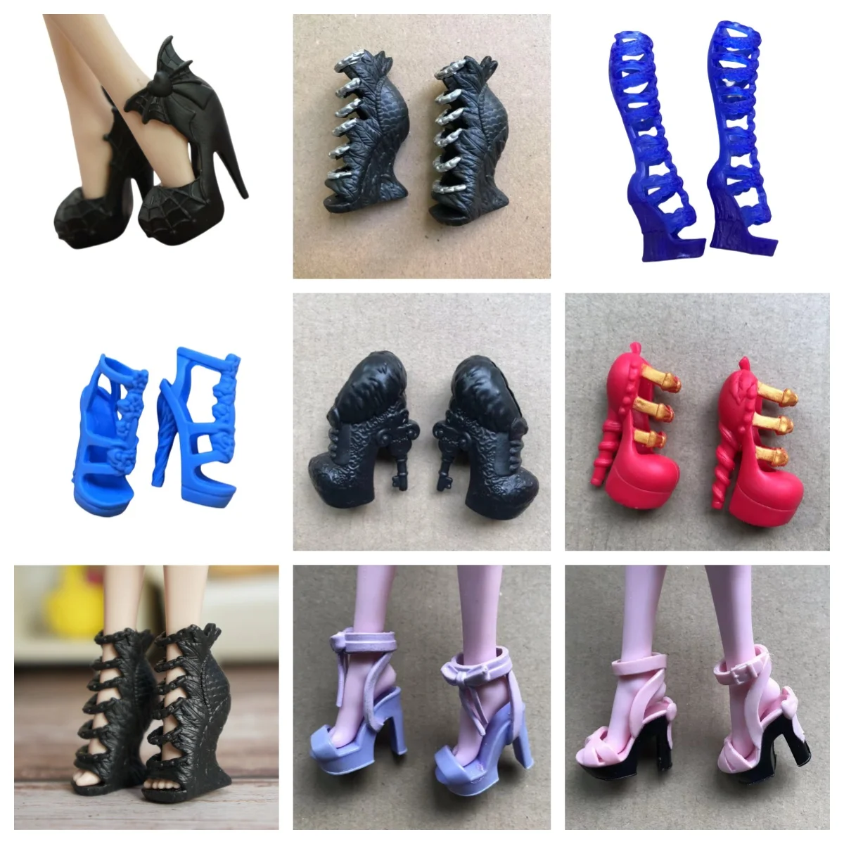 Sandálias de sapatos de boneca monstering 1/6 peças de boneca acessórios decorações coloridas de boneca