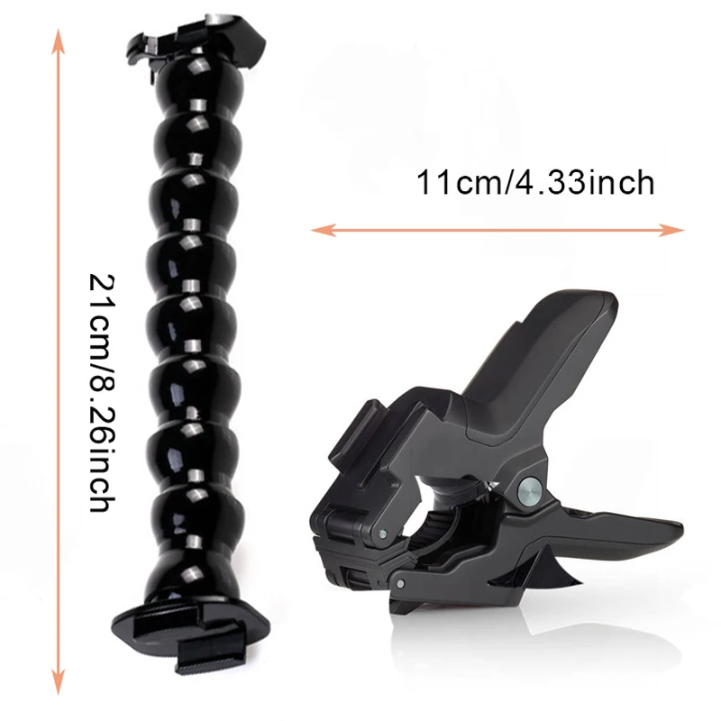 Adjustable Jaws Flex Goose Neck Mount Stand Mount Tripod for GoPro Hero 12 11 10 9 8 7 6 5 4 3 SJ4000 SJ5000 action camera