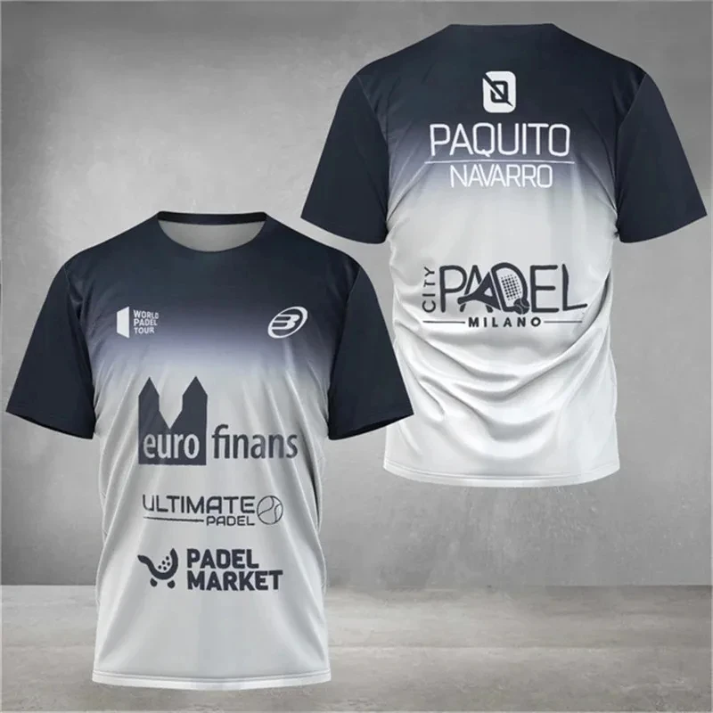 

Men's Casual Tops World Padel Tour 2025 Hot Selling 3D Creative and Personalized Gradient Letter Short Sleeved T-shirt