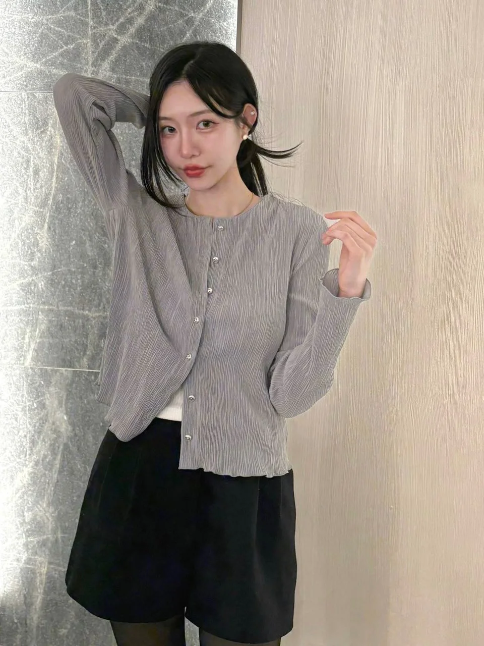 

Comfortable Skin-Friendly Breathable round Neck Long Sleeve Casual Shirt Korean Style Versatile Daily Wear Cotton Blend Shirt