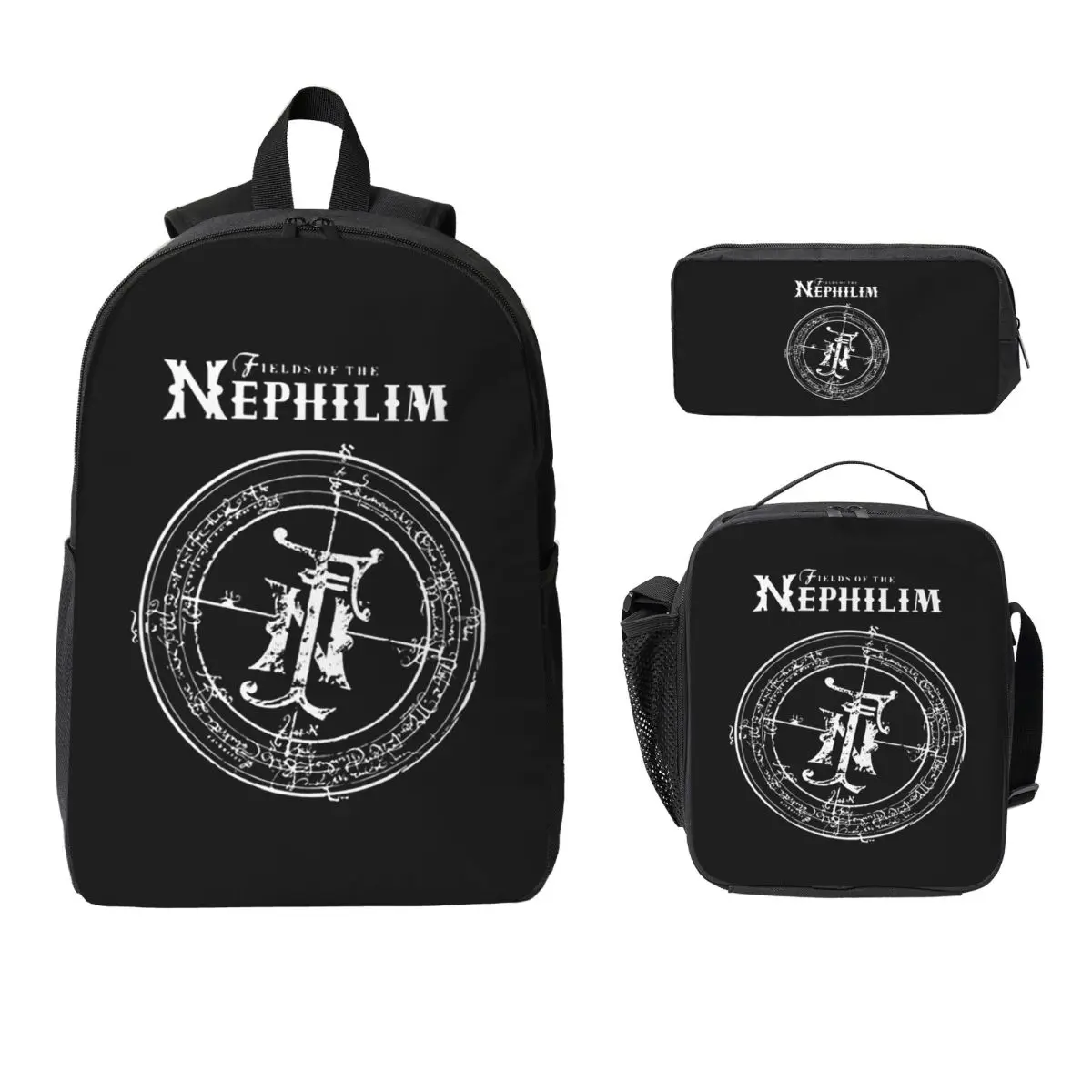 Fields Of The Nephilim Backpack Student Boys Girls BookBag School Bag Laptop Shoulder Bags 3ps Insulated Lunch Bag Pencil Case