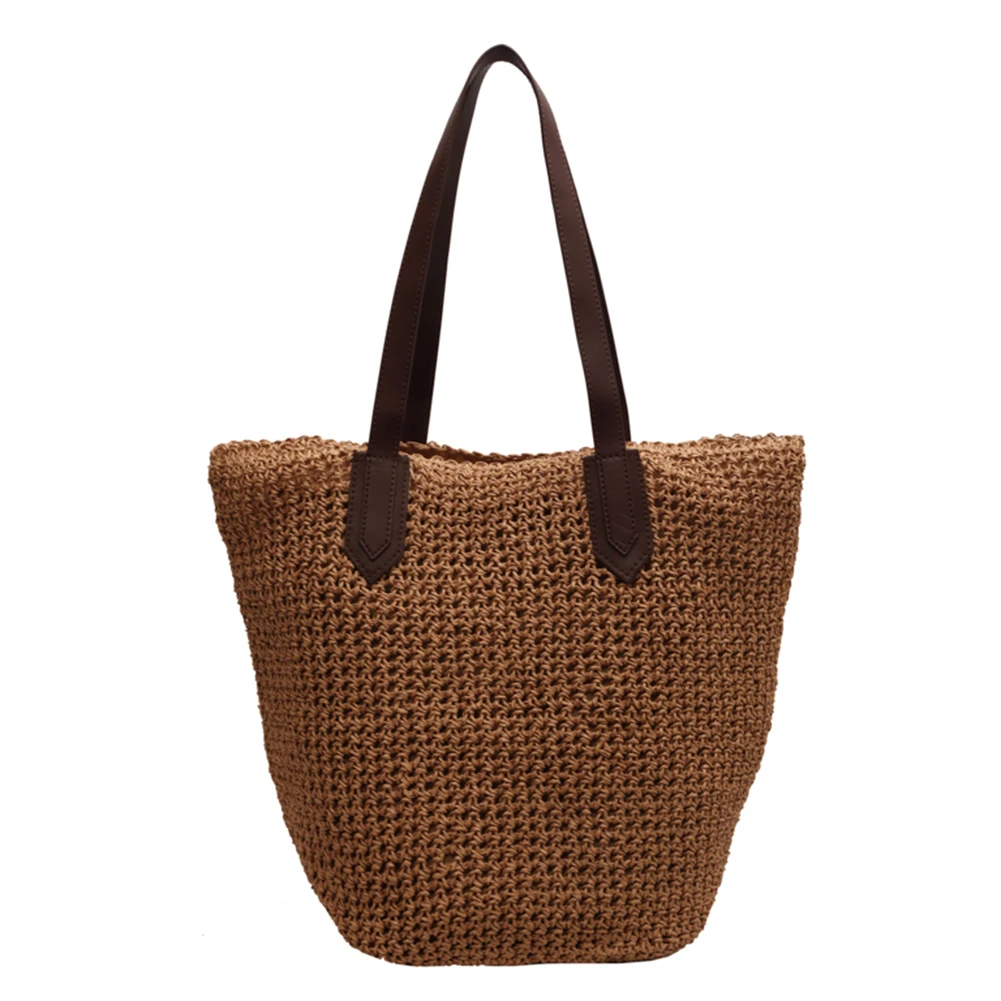 Sac à bandoulière bohème en paille pour femmes, sac à main d'été tissé sous les bras, grand fourre-tout décontracté en Crochet, sacs de Shopping