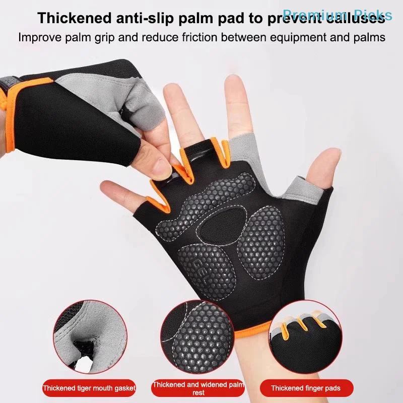 Workout Glove Gym - ถุงมือออกกำลังกายแบบครึ่งนิ้วพกพาสะดวก กันลื่น ระบายอากาศได้ดี สำหรับผู้ชายและผู้หญิง เหมาะสำหรับยกน้ำหนัก ออกกำลังกาย
