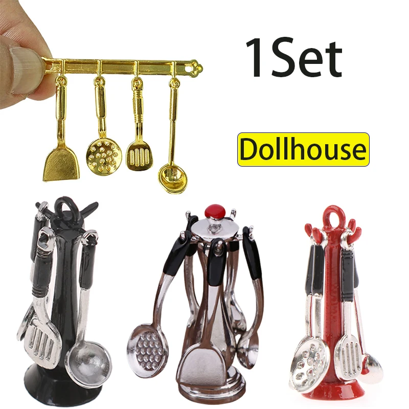 

Кухонная утварь для кукольного домика, вертикальная подвесная ложка, лопатка, набор ложек, миниатюрная модель, кухонный аксессуар, детская игрушка для ролевых игр