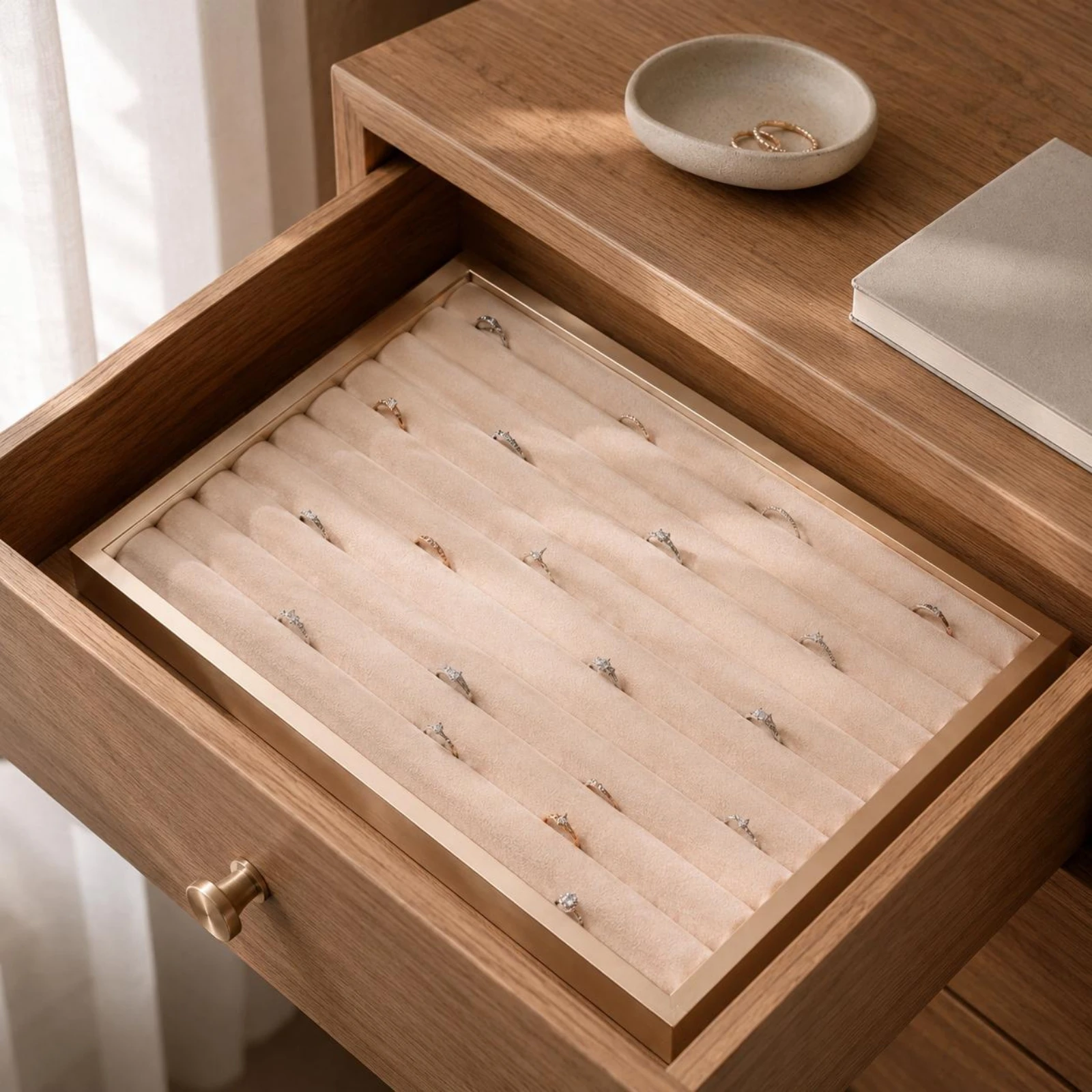 

Velvet Jewelry Tray Raised Edges Rectangular Jewelry Tray Accessory Organizer Scratch Protection Storage Elegant Appearance