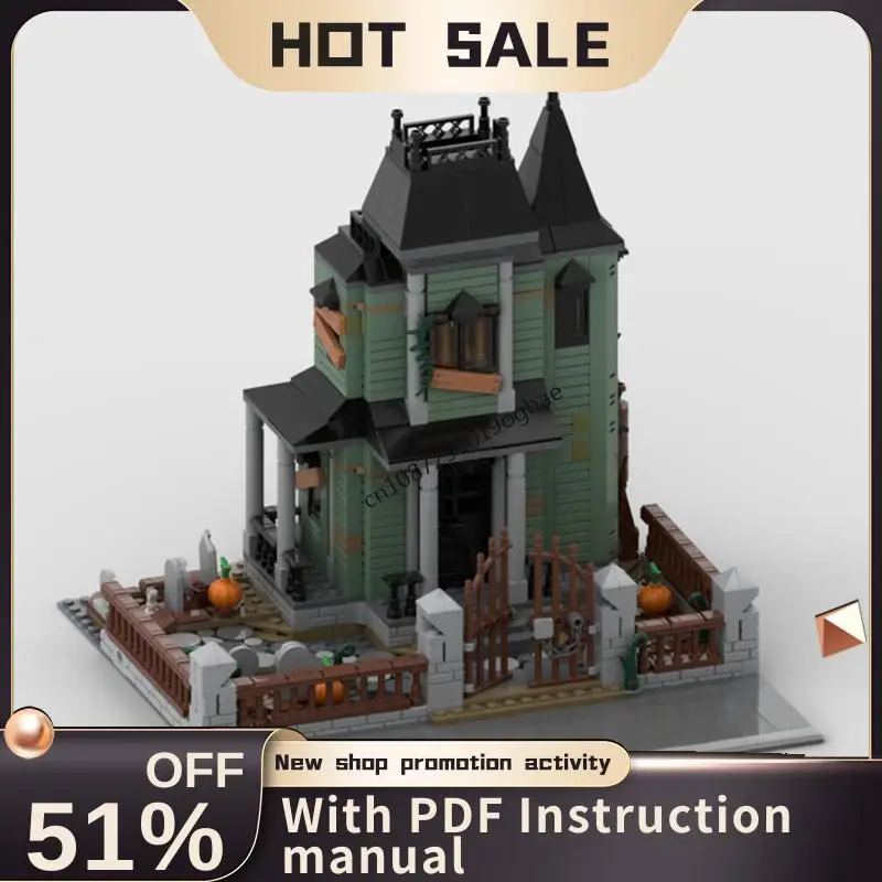 

New 1063Pcs City Hot Selling Street View Moc Modular Haunted Castle Model Building Block Diy Creative Ideas KidToy Birthday Gift