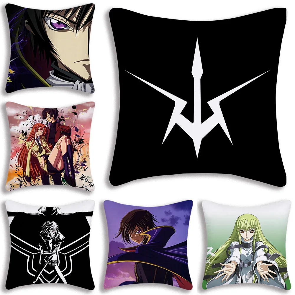 Classic Anime Code Geass Pillow Covers Cartoon Sofa Decorative Home Double-sided Printing Short Plush Cute Cushion Cover