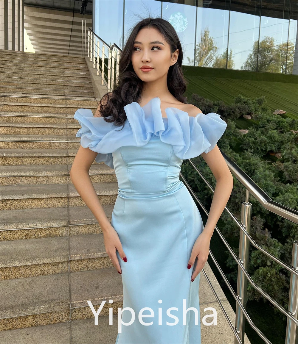 Yipeisha Prom Dress High Quality Off-the-shoulder Sheath Evening  Contoured Satin Floor Length Custom