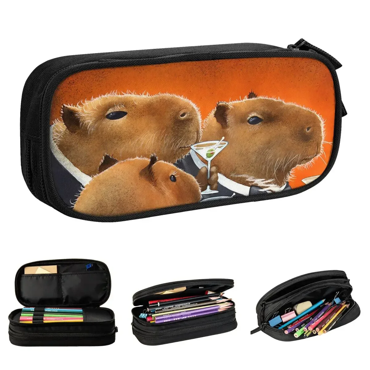 Capybara Club Pencil Case Creative Pen Holder Bag Student Big Capacity School Supplies Gift Pencilcases