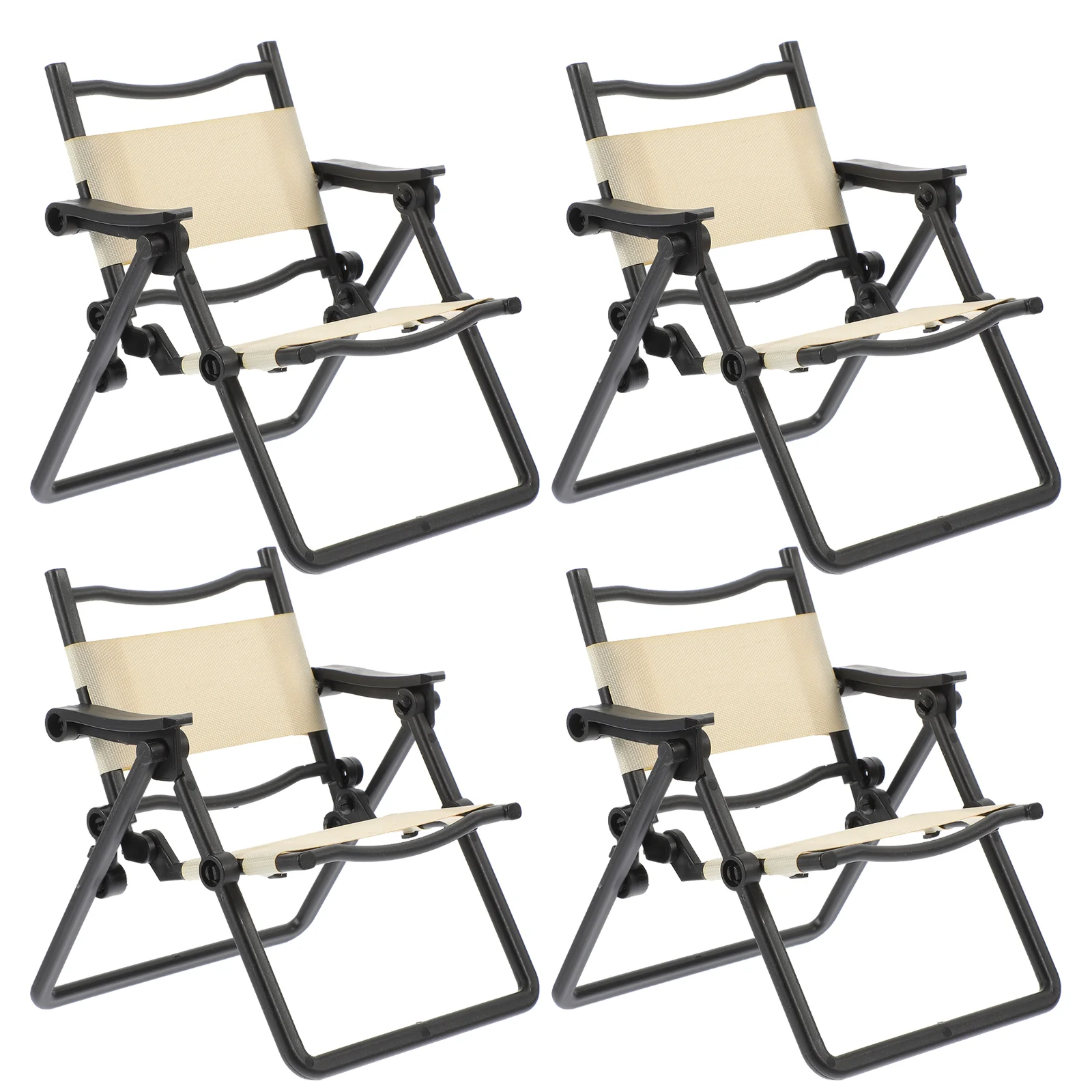 4 Pcs Beach Chair Mini Folding Miniature Decor Micro Landscape House Model Furniture Prop Chairs For Party Events