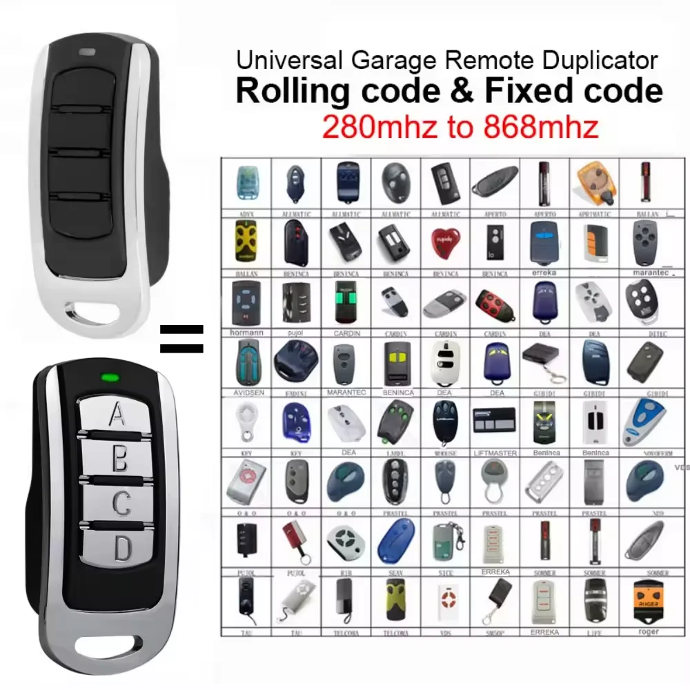 Multifrequency Garage Remote Control 280MHz-868MHz Multi Brand Gate Control Wireless Transmitter 433MHz 433.92 MHz Keychain