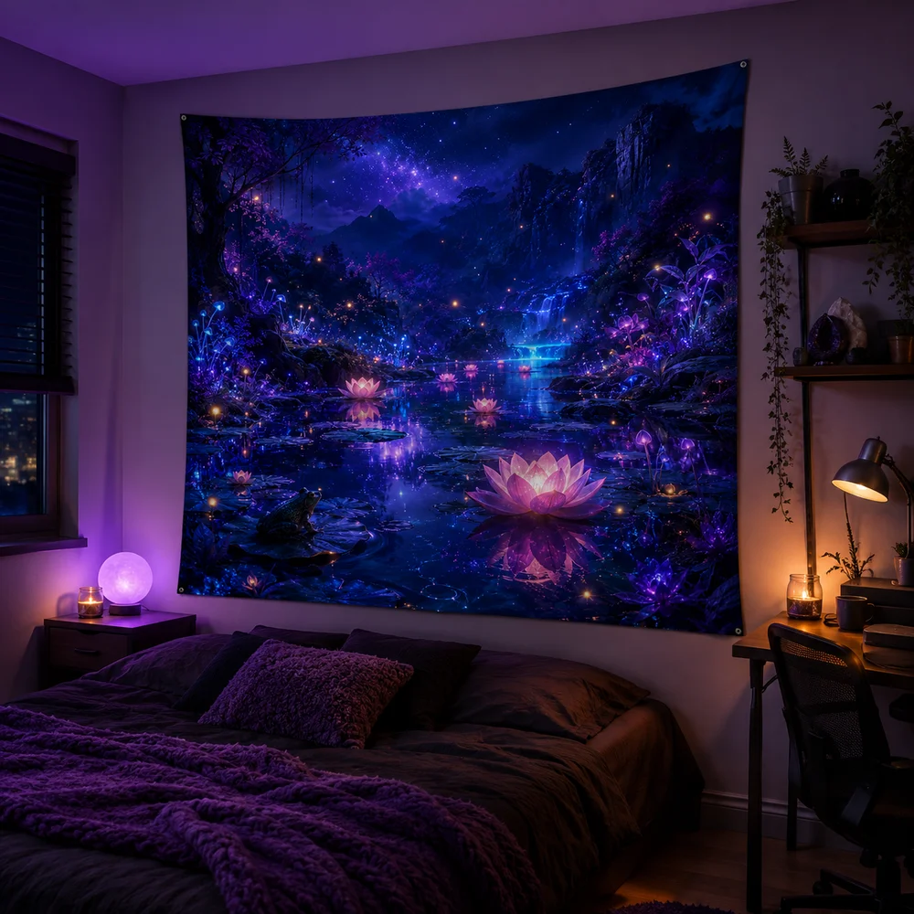 Mystical Forest Tunnel Tapestry – Glowing Tree Root Pathway Wall Hanging for Bedroom Living Room Fantasy Nature Boho Decor