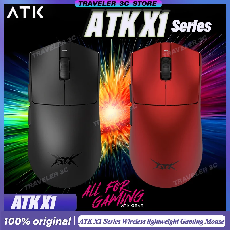 

100% оригинальная беспроводная игровая мышь серии ATK X1 PAW3950Ultra Dual8K 2,4 г 0,3 мАч 500 мАч 750IPS 42000 точек на дюйм для ноутбука