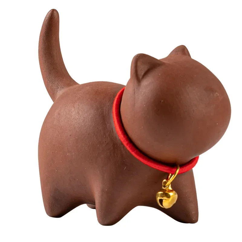 الأرجواني الطين لطيف القط الشاي الحيوانات الأليفة السيراميك الكونغ فو طقم شاي اكسسوارات للمنزل ديكور الشاي الفن زينة هريرة Teaware