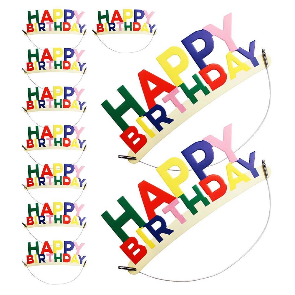 10 Uds. Diademas de cumpleaños elementos de letras de feliz cumpleaños diadema decorativa para niños ligero cómodo reutilizable fiesta