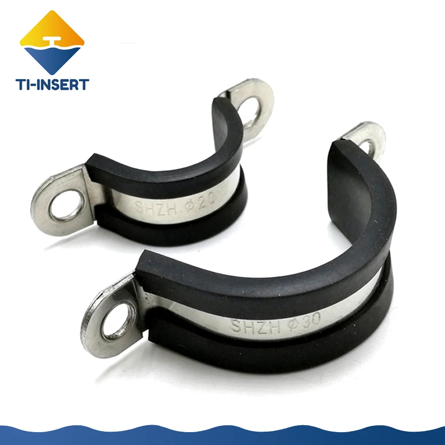 【15mm Width 】304 Stainless Steel Rubber Cushioned P-clip Pipe Clamp , C003