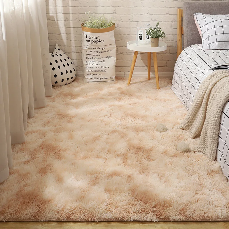 Fluffy Tie Dye Carpets For Bedroom Decor Modern Home Floor Mat Large Washable Nordica in the Living Room Soft White Shaggy Rug