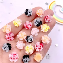 50pcs Resin Colorful 10mm Cute Rose Flower Gems Flatback Stone Applique DIY Wedding Scrapbook for Nail Buttons Accessoire Crafts