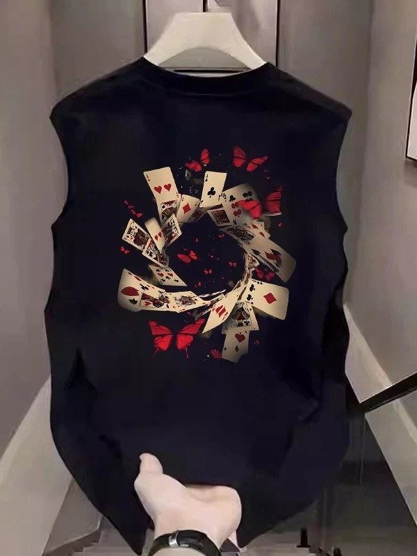 American Sle Loose Sweat Vest Men's Svel Sport Fitn Trendy Brand T-irt Cotton round Ne Casual Summer Wear