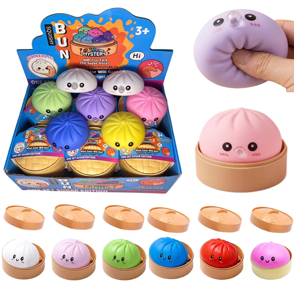 Simulations-Dumpling-Quetschspielzeug mit Seifenblasen, buntes Squishy-Spielzeug zur Stresslinderung für Kinder und Erwachsene