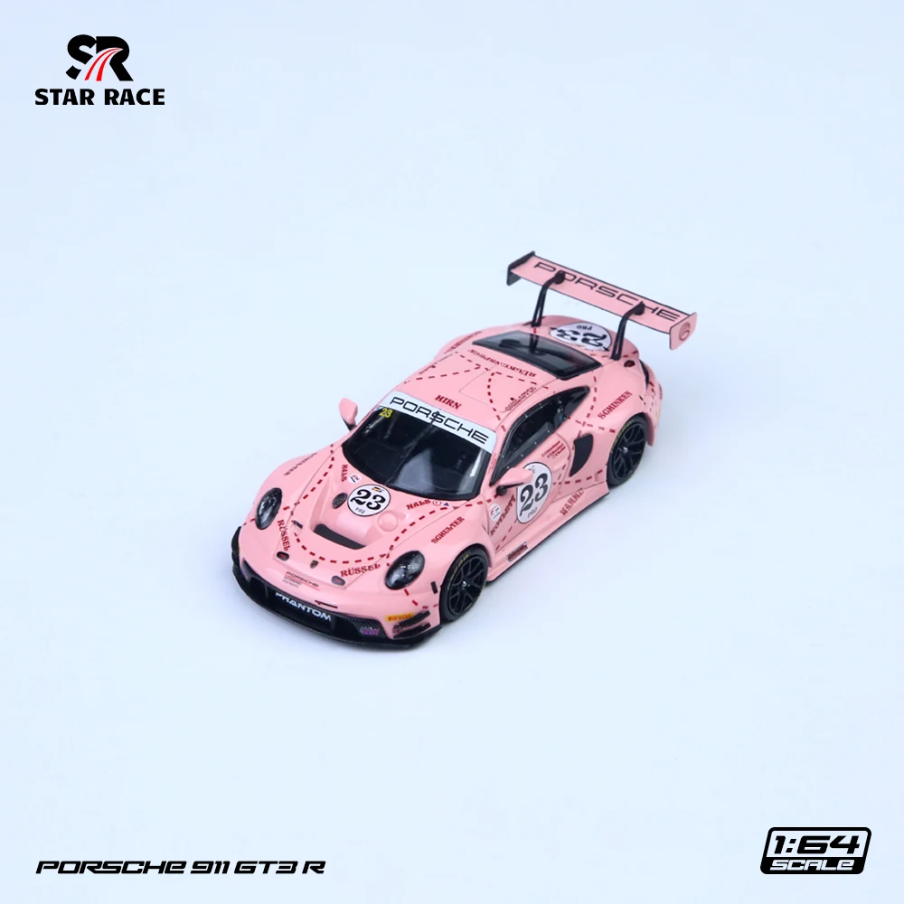 STAR RACE 1/64 Prosche 911 GT3 R - Regalo modello di auto in lega di maiale rosa