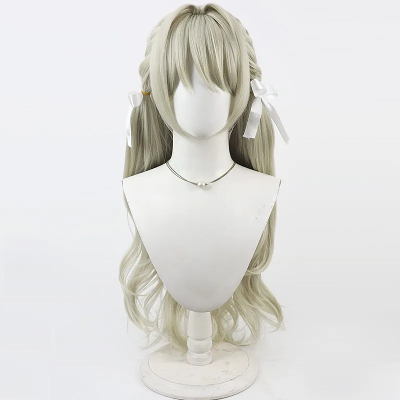 Game Blue archive Sakurai Miyo Cosplay Wig Long light gray hair with a bow Cosplay Hair For Comicon Party Adult Women Men