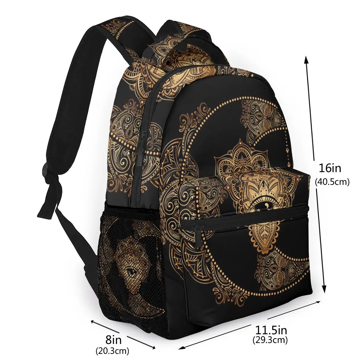 Backpack Women Shoulder Bag For Teenage Girls Boho Golden Moon And Sun Mandala Bagpack Female Ladies School Backpack