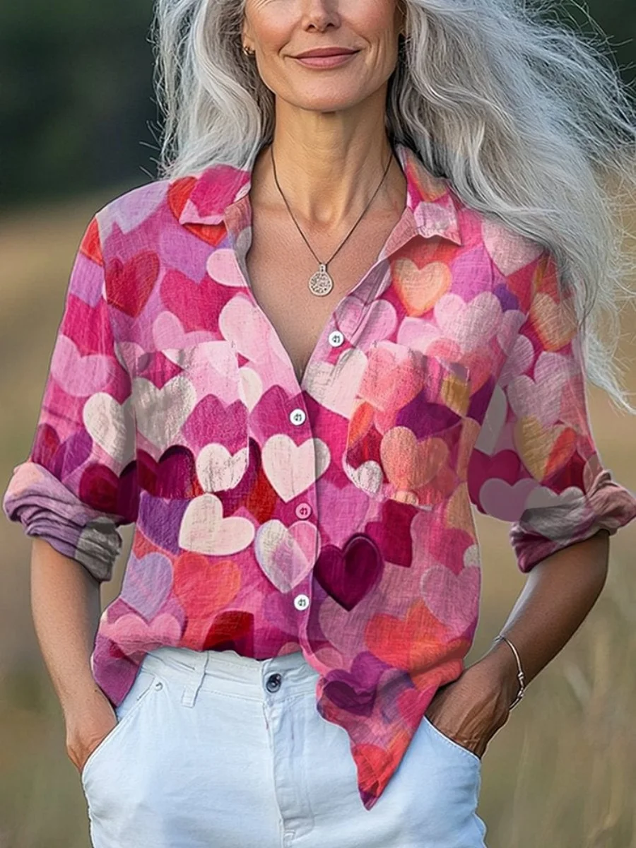 Nova camisa básica de manga comprida masculina e feminina de estilo europeu. Novo top casual com camisa com estampa floral estilo boêmio.
